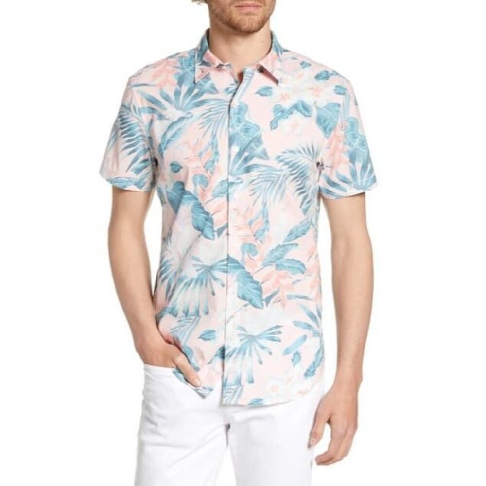Bonobos Pink & Blue Tropical Short-Sleeve Button-Down Shirt